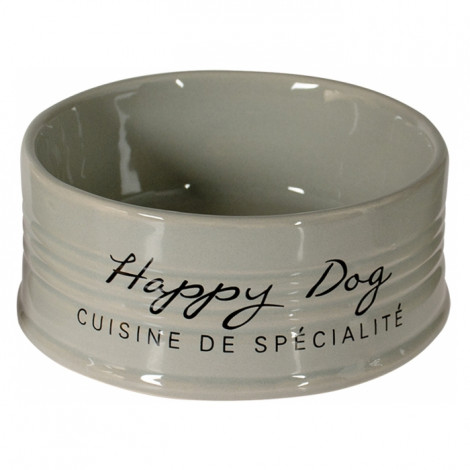 Duvo + Taça em cerâmica cinza "Happy Dog"