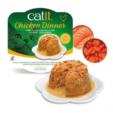 Catit Chicken Dinner - Alimento de frango, salmão e cenoura