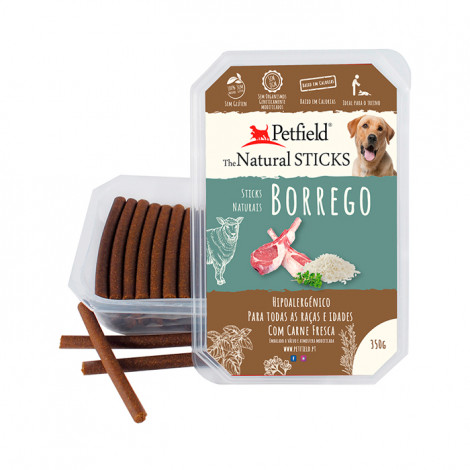 Petfield Natural Sticks para cão 350g – Borrego