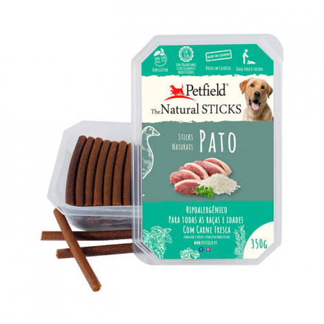 Petfield Natural Sticks para cão 350g – Pato