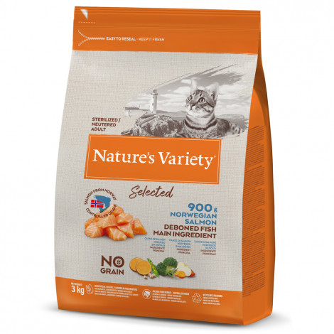 Nature's Variety Selected Sem Cereais Gato Adulto Esterilizado - Salmão da noruega