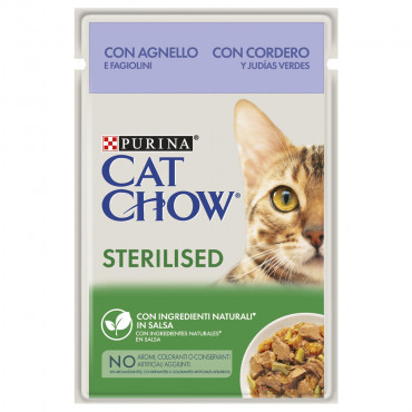 Cat Chow Sterilised Gato Adulto Borrego e feijão verde Húmida