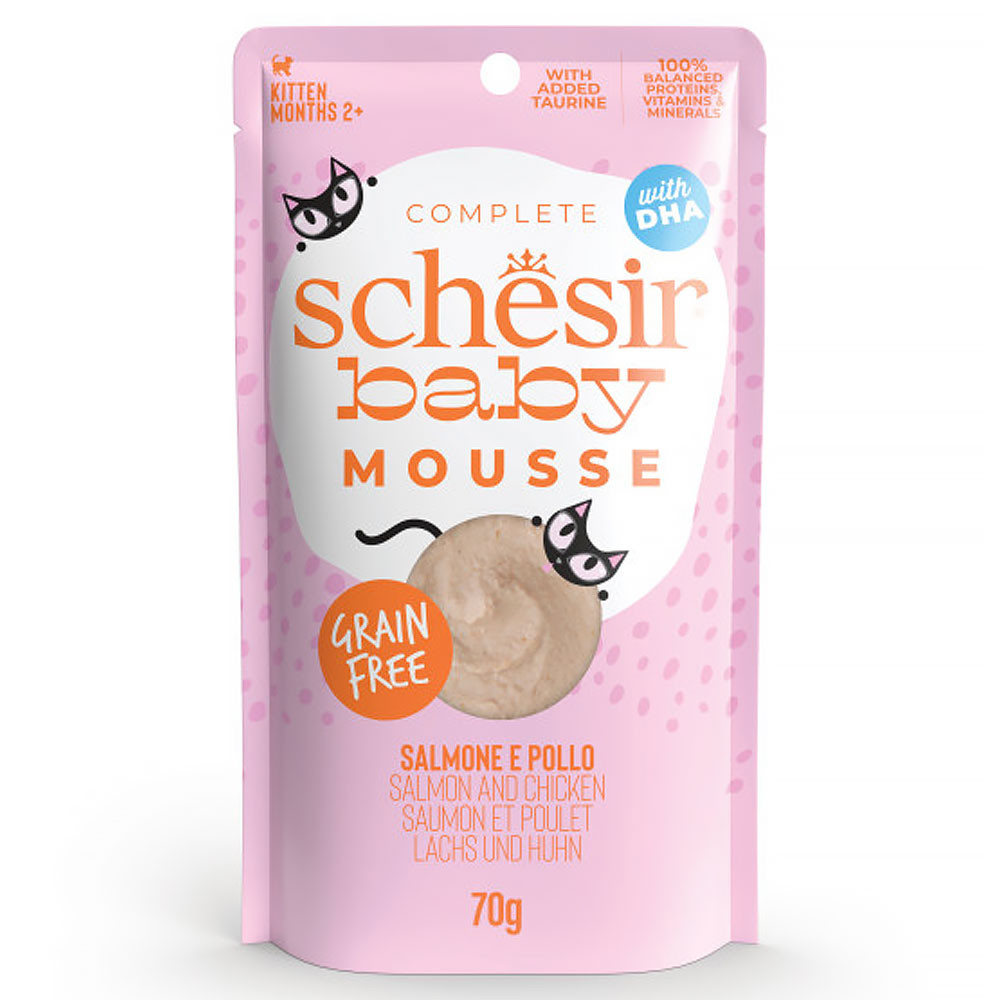 Schesir Baby Mousse - Alimento húmido para gatinho - Salmão e frango