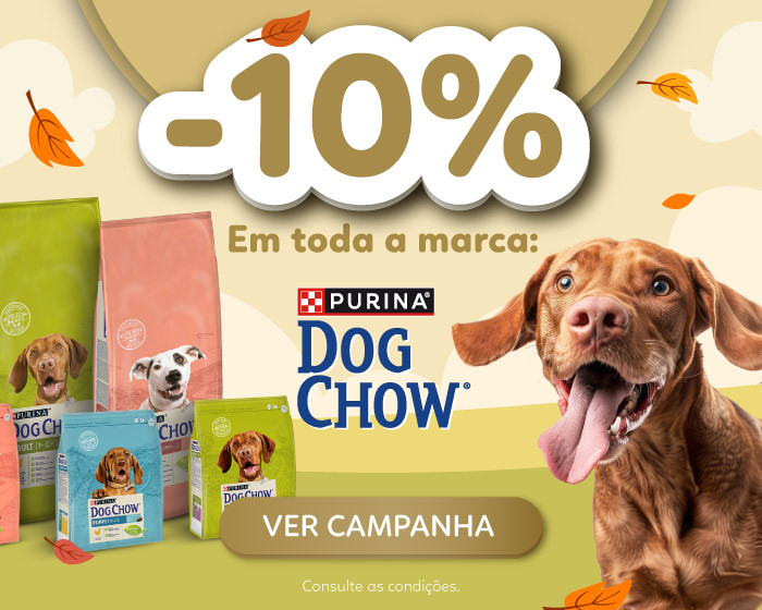 10% DE DESCONTO em toda a marca DOG CHOW! Goldpet, a loja favorita dos animais de estimação. 