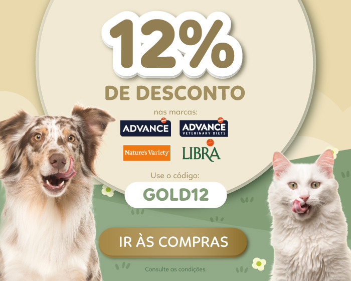 Desconto de 12% nas marcas Advance, Libra e Nature's Variety! Goldpet, a loja favorita dos animais de estimação.