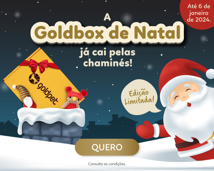A Goldbox de Natal já cai pelas chaminés! Aproveite, esta edição é limitada. Goldpet, a loja favorita dos animais de estimação.