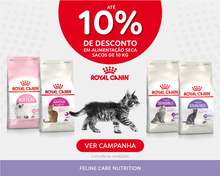 Descontos de 10% em referências selecionadas Royal Canin, na sua loja de animais.