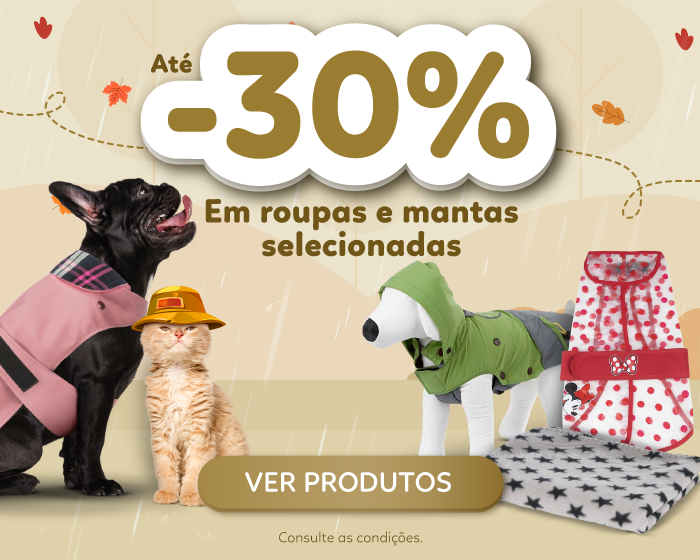 Os dias de chuva e frio, com estilo, são sempre mais divertidos! Poupe até -15% em roupas e mantas selecionadas. 