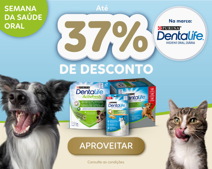 Até 37% de desconto em produtos selecionados da marca Purina Dentalife! Goldpet, a loja favorita dos animais de estimação.